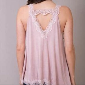 POL Pink Lace Detailed Flowy Cami Tank Size Small